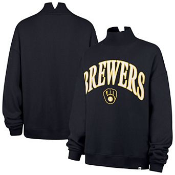 Women's '47 Navy Milwaukee Brewers Oversized Vantage Mock Neck Sweatshirt