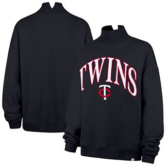 Women's '47 Navy Minnesota Twins Oversized Vantage Mock Neck Sweatshirt