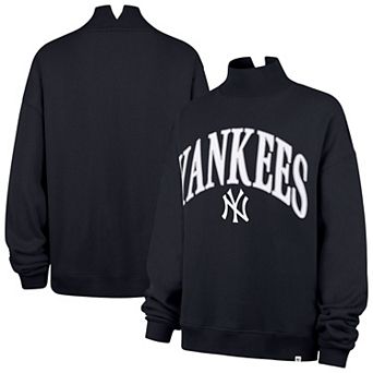 Women's '47 Navy New York Yankees Oversized Vantage Mock Neck Sweatshirt