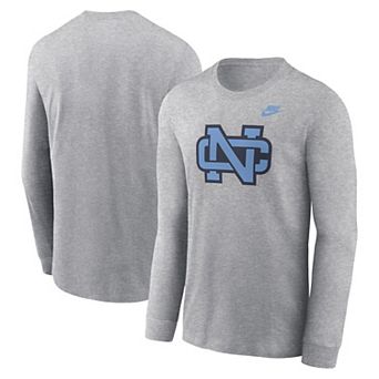 Men's Nike Heather Gray North Carolina Tar Heels Legacy Primary Logo Long Sleeve T-Shirt
