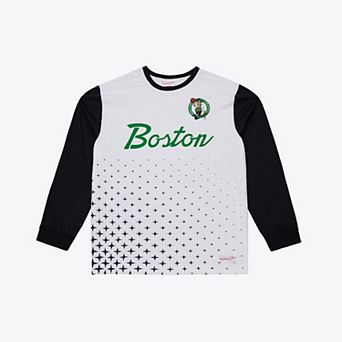 Men's Mitchell & Ness White Boston Celtics Long Sleeve Polo Jersey