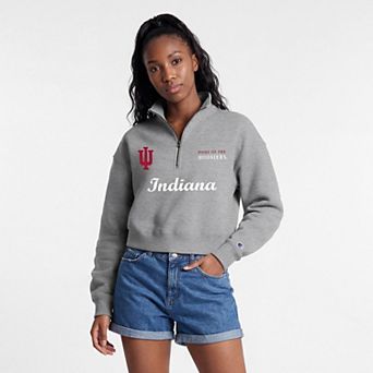 Women's Champion Gray Indiana Hoosiers Academic Triumph Quarter-Zip Pullover