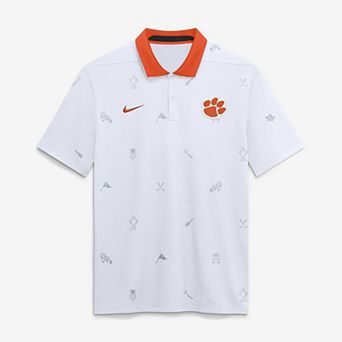 Men's Nike White Clemson Tigers Vapor Pattern Dri-FIT Polo