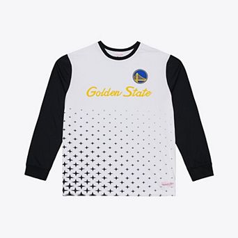 Men's Mitchell & Ness White Golden State Warriors Long Sleeve Polo Jersey