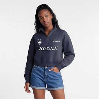Women's Champion Navy UConn Huskies Academic Triumph Quarter-Zip Pullover