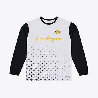 Men's Mitchell & Ness White Los Angeles Lakers Long Sleeve Polo Jersey