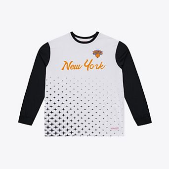 Men's Mitchell & Ness White New York Knicks Long Sleeve Polo Jersey