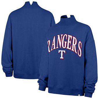 Women's '47 Royal Texas Rangers Oversized Vantage Mock Neck Sweatshirt