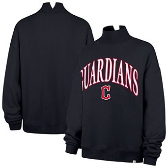 Women's '47 Navy Cleveland Guardians Oversized Vantage Mock Neck Sweatshirt