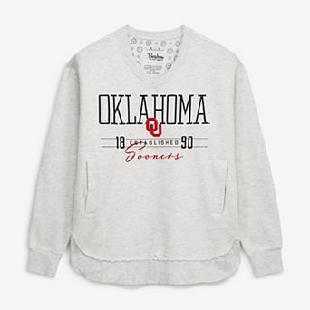 Women's Pressbox Heather Gray Oklahoma Sooners Marcus East Hall Poncho V-Neck Sweatshirt
