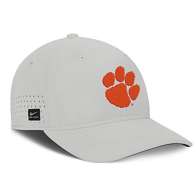 Men's Nike Gray Clemson Tigers 2026 Sideline Practice AeroBill SwooshFlex Dri-FIT Hat