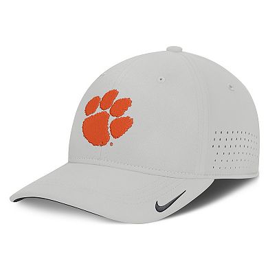Men's Nike Gray Clemson Tigers 2026 Sideline Practice AeroBill SwooshFlex Dri-FIT Hat