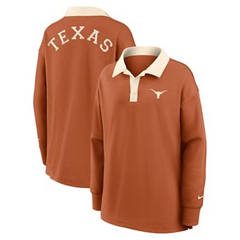 Women's Nike Orange Texas Longhorns Oversized Essential Dri-FIT Long Sleeve V-Neck Polo