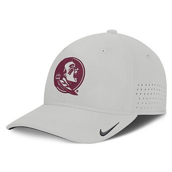 Men's Nike Gray Florida State Seminoles 2026 Sideline Practice AeroBill SwooshFlex Dri-FIT Hat