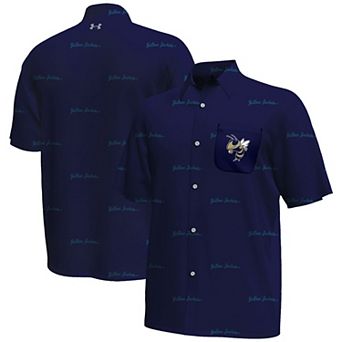 Men's Under Armour Navy Georgia Tech Yellow Jackets Gameday Armourfuse Button-Up Shirt