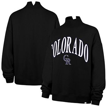 Women's '47 Black Colorado Rockies Oversized Vantage Mock Neck Sweatshirt