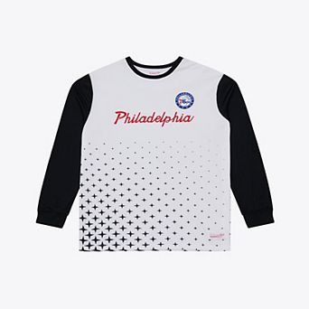Men's Mitchell & Ness White Philadelphia 76ers Long Sleeve Polo Jersey