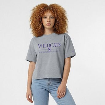 Women's Champion Gray Northwestern Wildcats Waist Length Wordmark T-Shirt