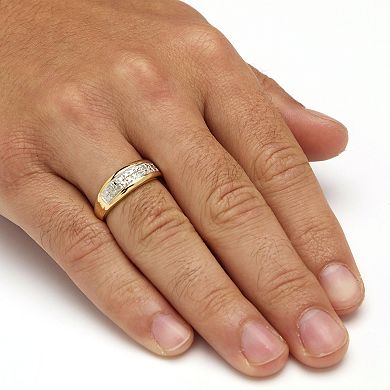Men's 1/8 Cttw. Pave 18k Gold-Plated Diamond Wedding Band