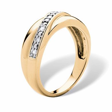 Men's 1/10 TCW Round Diamond Wave Ring in 18k Gold-Plated