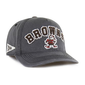 Men's '47 Charcoal Cleveland Browns Throwback Calderwood Well Worn Hitch Adjustable Hat