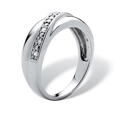 Men's 1/10 TCW Round Diamond Wedding Band in Platinum-Plated