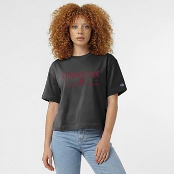 Women's Champion Black Alabama Crimson Tide Waist Length Wordmark T-Shirt