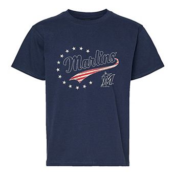 Youth Soft as a Grape Navy Miami Marlins Americana T-Shirt