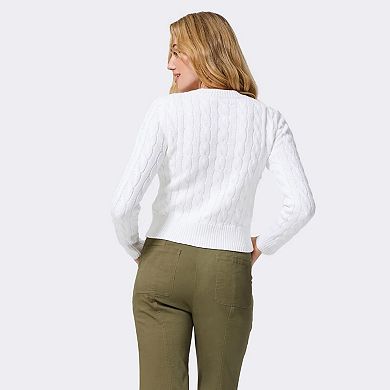 Women's Terez White Los Angeles Dodgers Cable Knit Cardigan