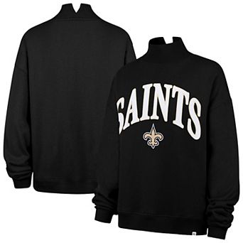 Women's '47 Black New Orleans Saints Oversized Vantage Mock Neck Sweatshirt