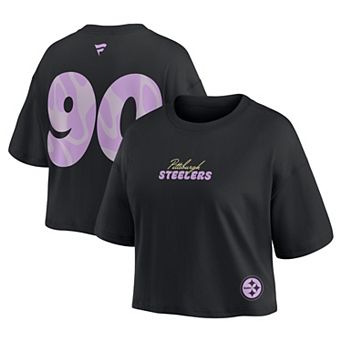 Women's Fanatics T.J. Watt Black Pittsburgh Steelers Fashion Cropped T-Shirt