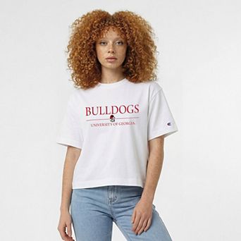 Women's Champion White Georgia Bulldogs Waist Length Wordmark T-Shirt