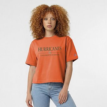 Women's Champion Orange Miami Hurricanes Waist Length Wordmark T-Shirt