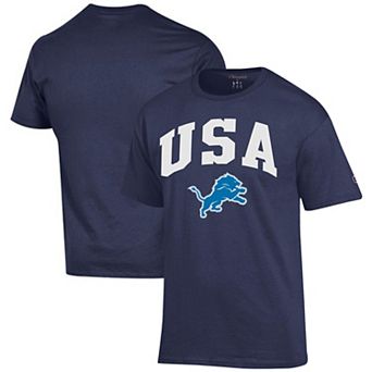 Men's Champion Navy Detroit Lions Americana T-Shirt