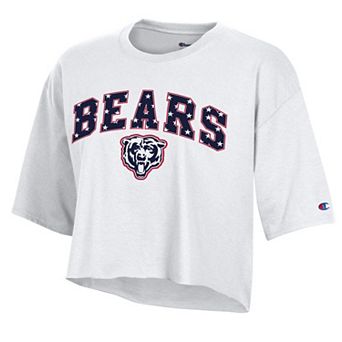Women's Champion White Chicago Bears Star Spangled Cropped T-Shirt