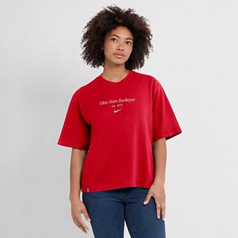 Women's Nike Red Ohio State Buckeyes Established Tag Boxy T-Shirt