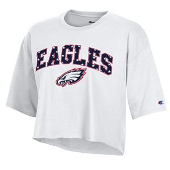 Women's Champion White Philadelphia Eagles Star Spangled Cropped T-Shirt