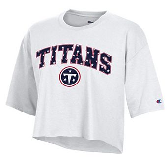 Women's Champion White Tennessee Titans Star Spangled Cropped T-Shirt