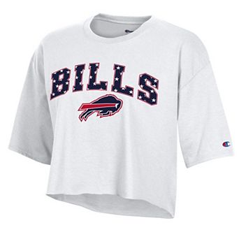 Women's Champion White Buffalo Bills Star Spangled Cropped T-Shirt