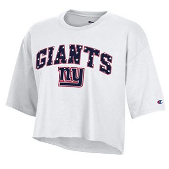 Women's Champion White New York Giants Star Spangled Cropped T-Shirt