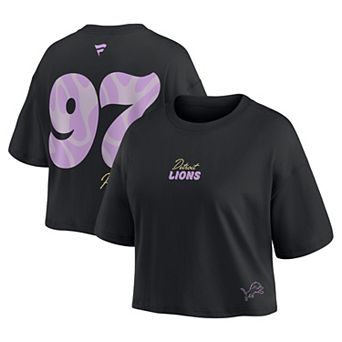 Women's Fanatics Aidan Hutchinson Black Detroit Lions Fashion Cropped T-Shirt