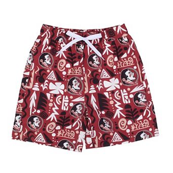 Youth Wes & Willy Garnet Florida State Seminoles Allover Print Swim Shorts