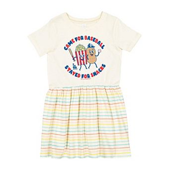 Girls Toddler Soft as a Grape White Los Angeles Dodgers Snack Dress