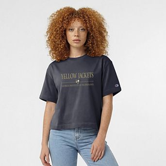 Women's Champion Navy Georgia Tech Yellow Jackets Waist Length Wordmark T-Shirt
