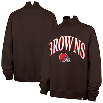 Women's '47 Brown Cleveland Browns Oversized Vantage Mock Neck Sweatshirt