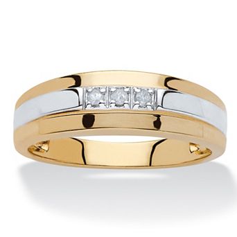 Men's Diamond Accent Two-Tone Band in 18k Yellow Gold-Plated