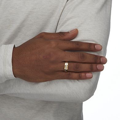 Men's Diamond Accent Two-Tone Band in 18k Yellow Gold-Plated