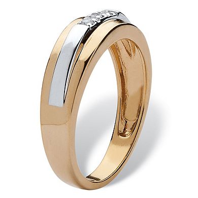 Men's Diamond Accent Two-Tone Band in 18k Yellow Gold-Plated