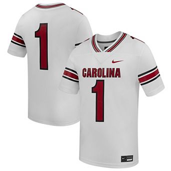 Men's Nike #1 White South Carolina Gamecocks Road Replica Football Jersey