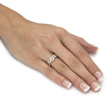 1.79 Cttw. 2-Piece 18k Gold-Plated Cubic Zirconia Wedding Ring Set